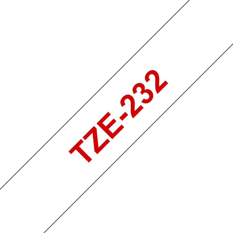 Originele Brother TZe-232 label tapecassette – rood op wit, breedte 12 mm